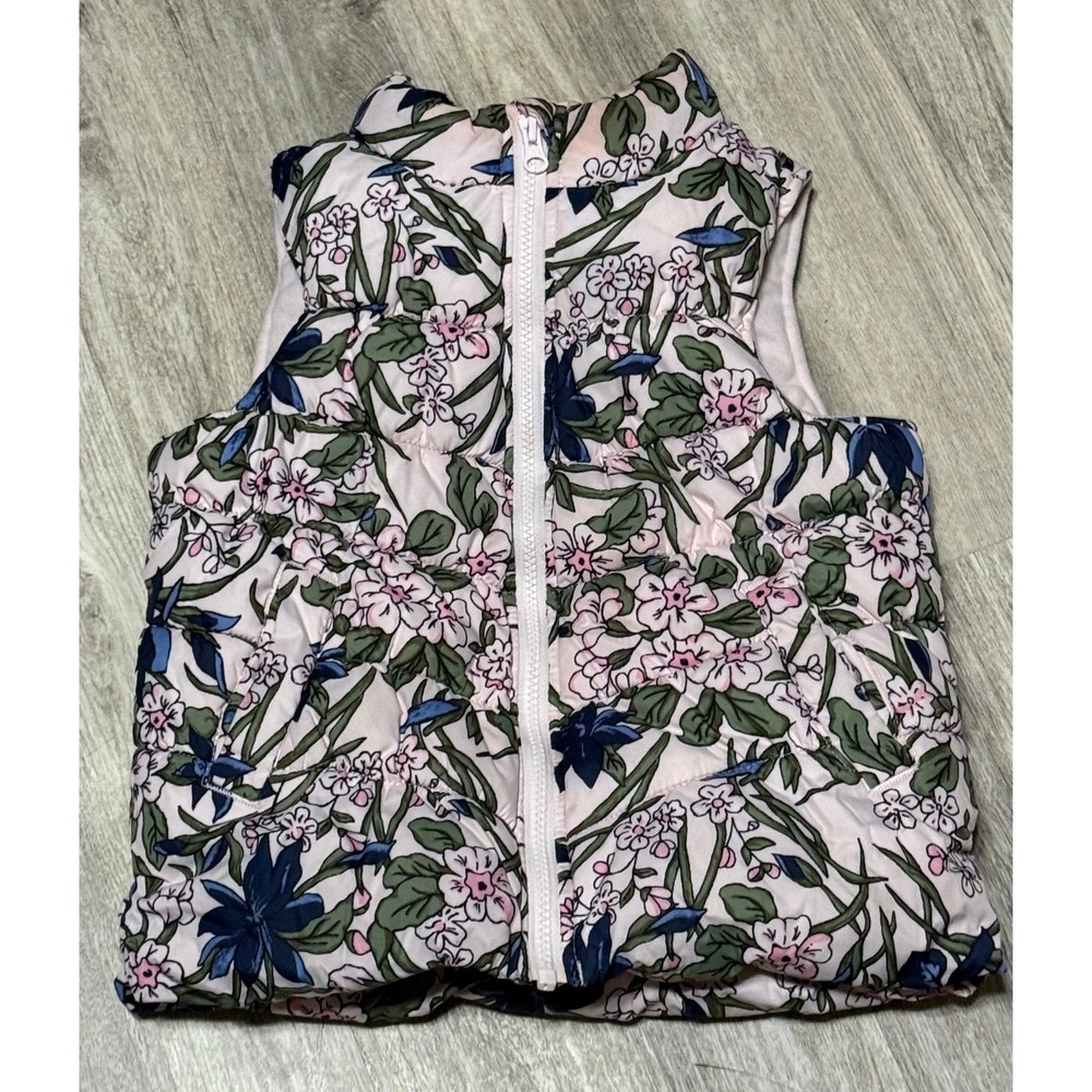 Crazy 8 girls‎ floral puffer vest medium 7/8. Warm fleece lined